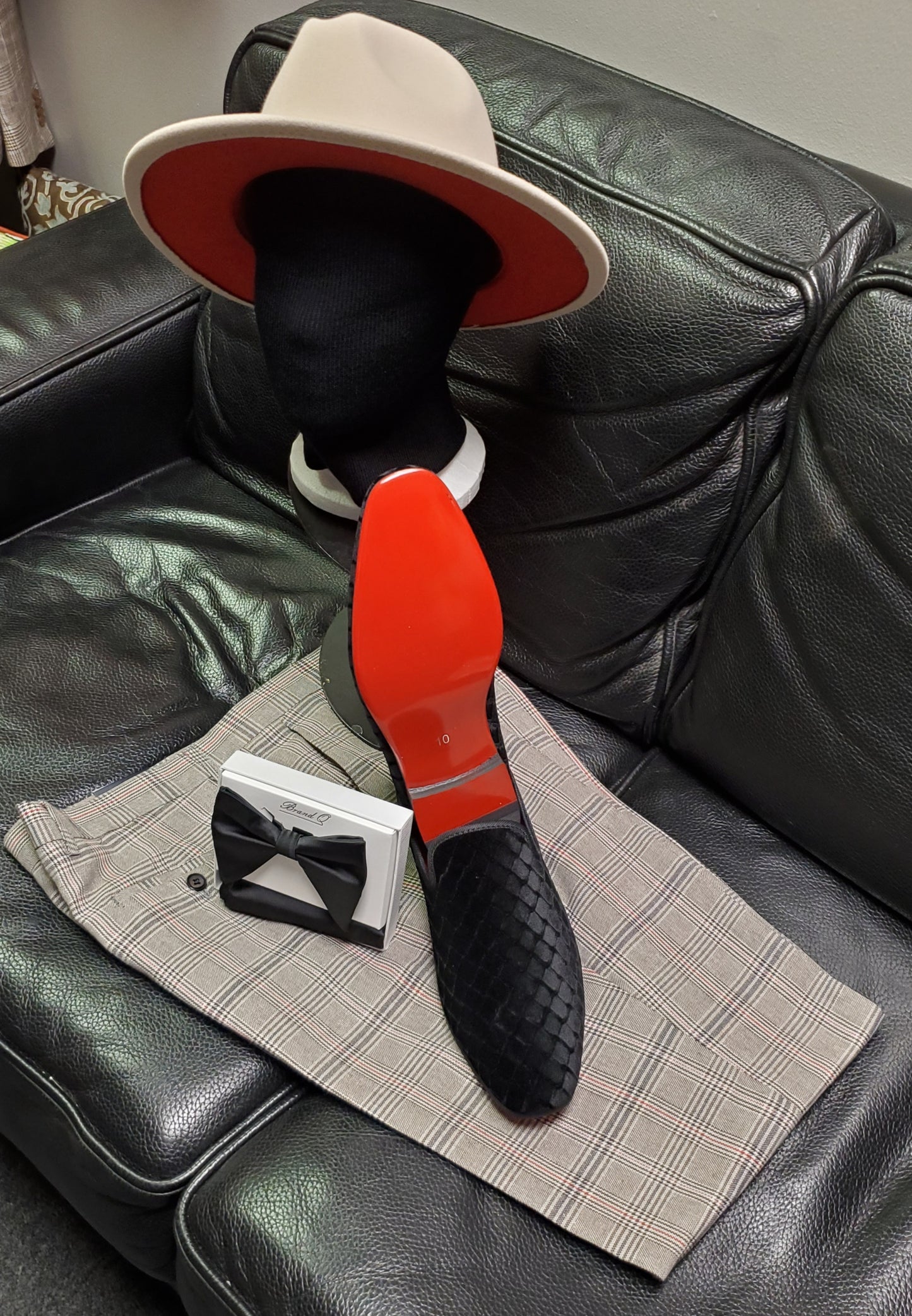 Mens Velvet Red Bottom Slip On Shoes