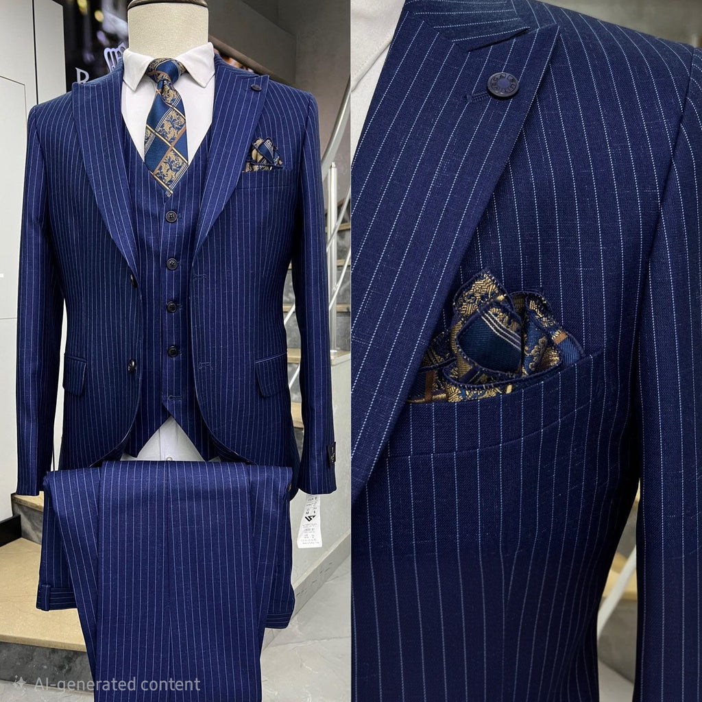 Pin Stripe Navy Suit