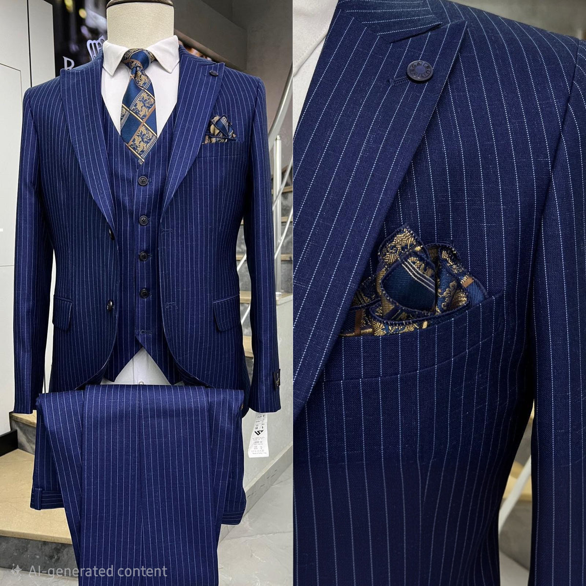 Pin Stripe Navy Suit