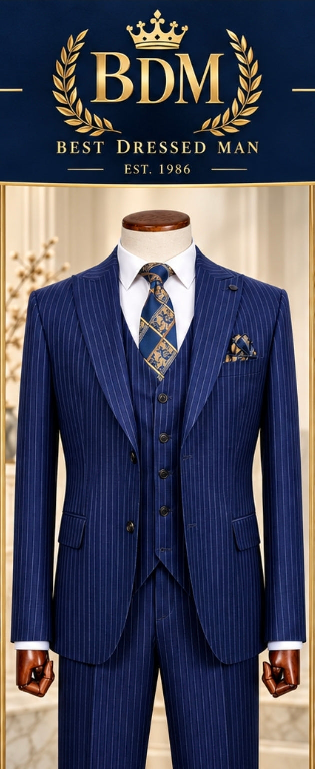 Pin Stripe Navy Suit