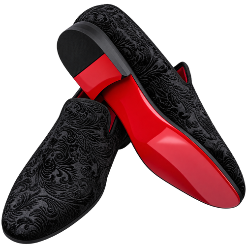 Men's Velvet Red Bottom Slip On Shoes