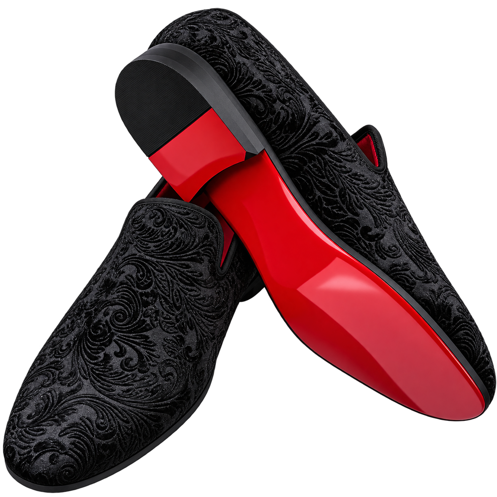 Mens Velvet Red Bottom Slip On Shoes