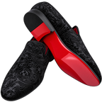 Mens Velvet Red Bottom Slip On Shoes