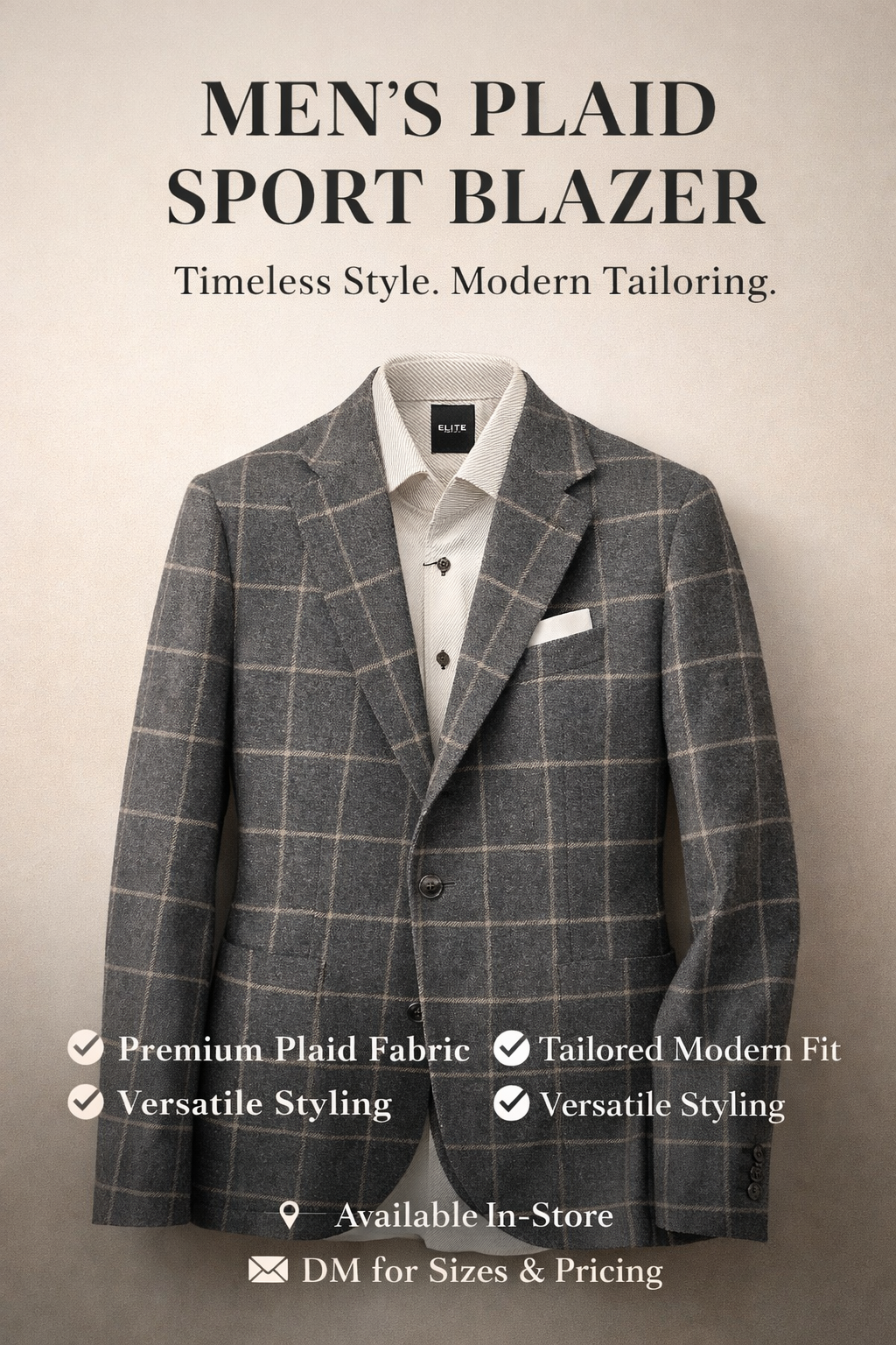 Plaid Sport Jacket Blazer