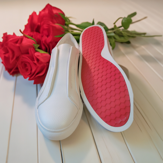 White Canvas Redbottom Shoes