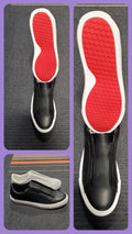 White Canvas Redbottom Slip-On Shoes