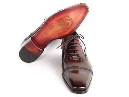 Paul Parkman Men's Captoe Oxfords Anthracite Brown  Leather (ID#024-ANTBRW)