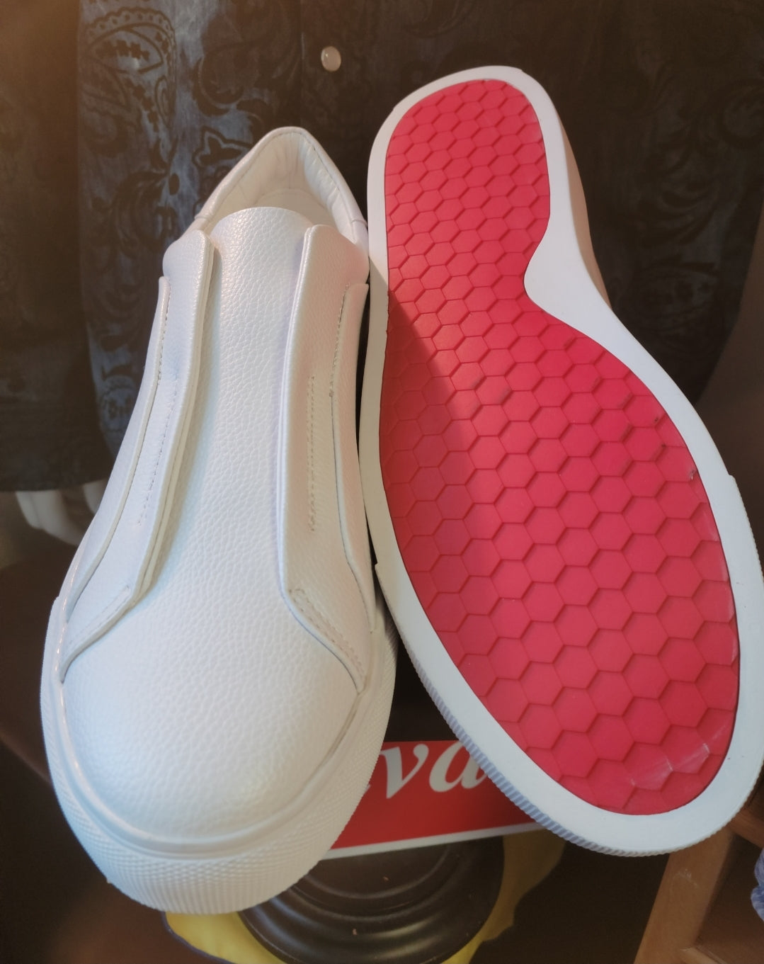 White Canvas Redbottom Shoes